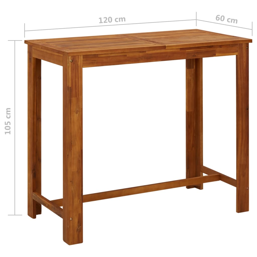 vidaXL Bar Table Solid Acacia Wood 120x60x105 cm