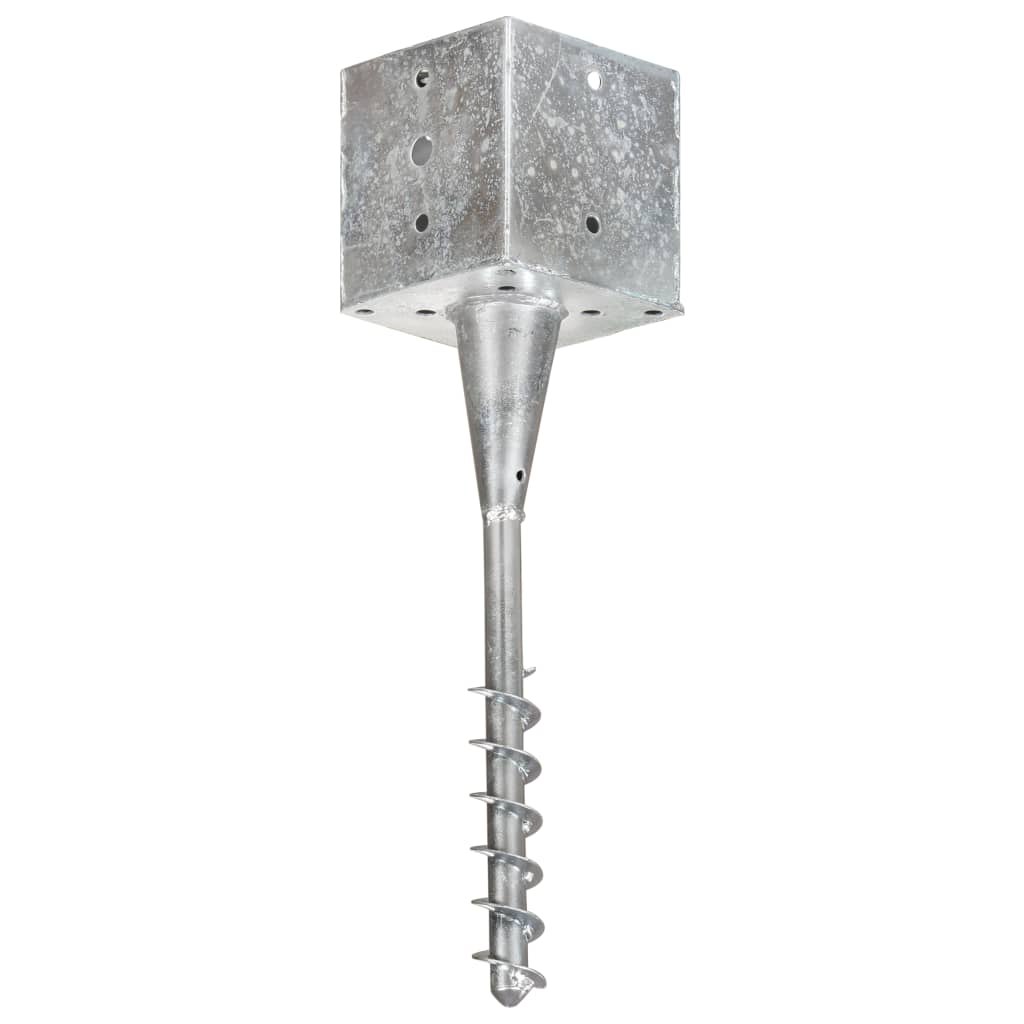 vidaXL Ground Spikes 2 pcs Silver 14x14x58 cm Galvanised Steel