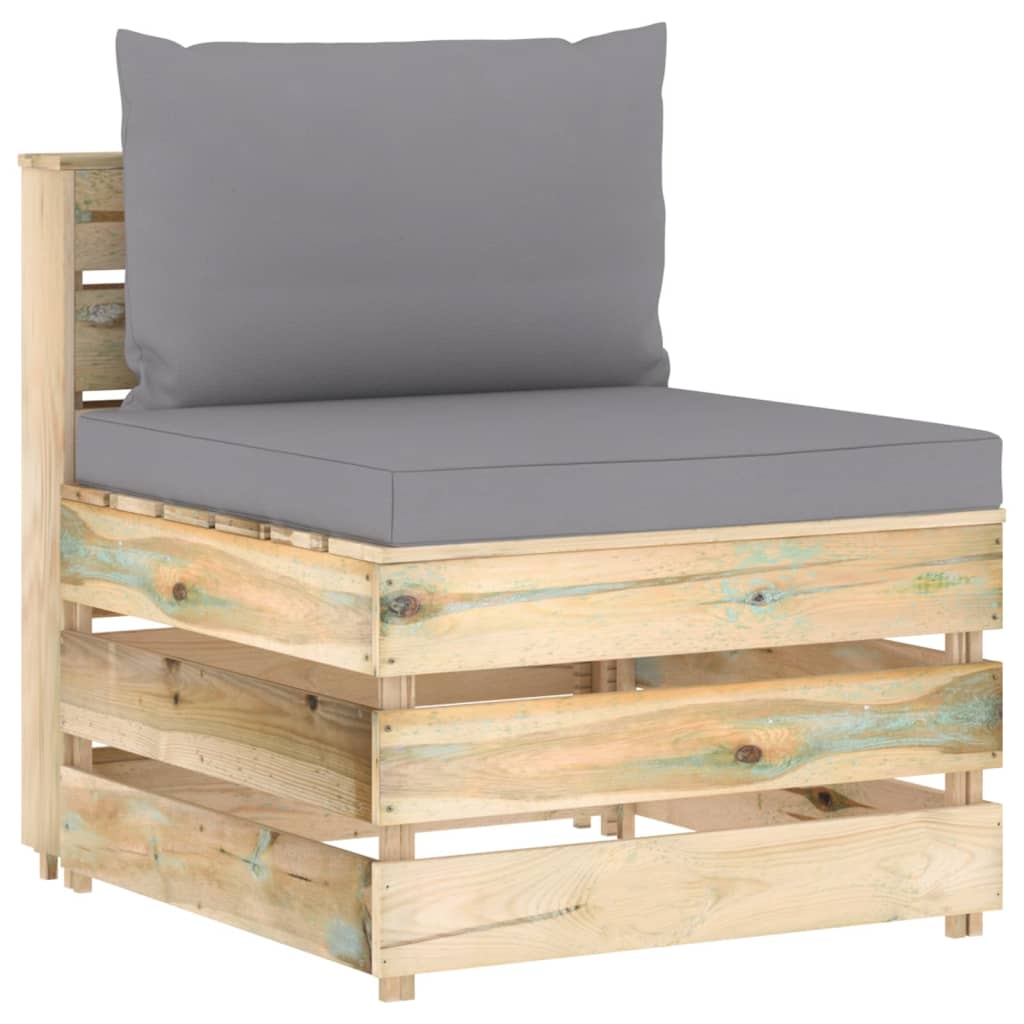 vidaXL 10 Piece Garden Lounge Set with Cushions Green Impregnated Wood