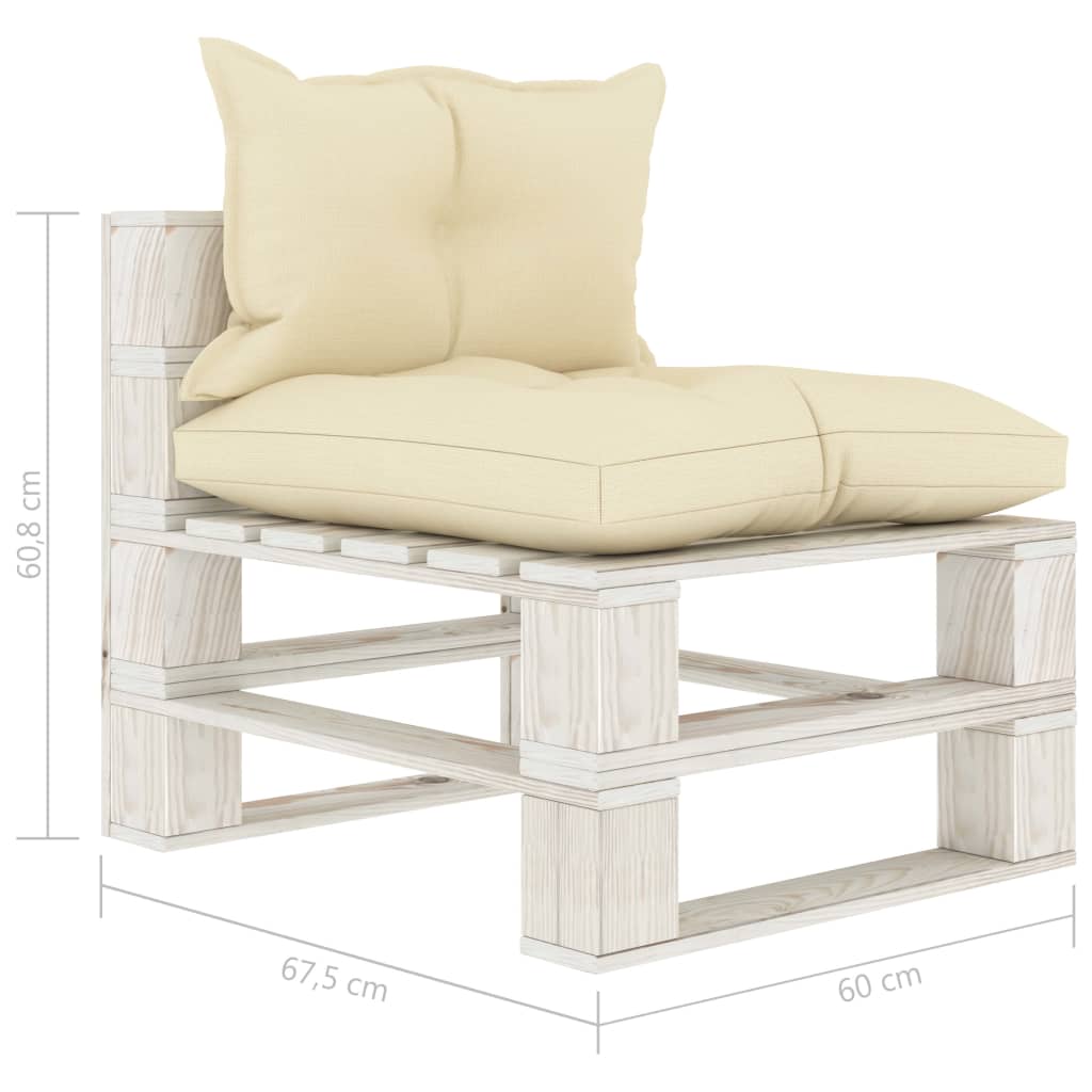 vidaXL Garden Pallet Sofa 4-Seater with Cream Cushions Wood