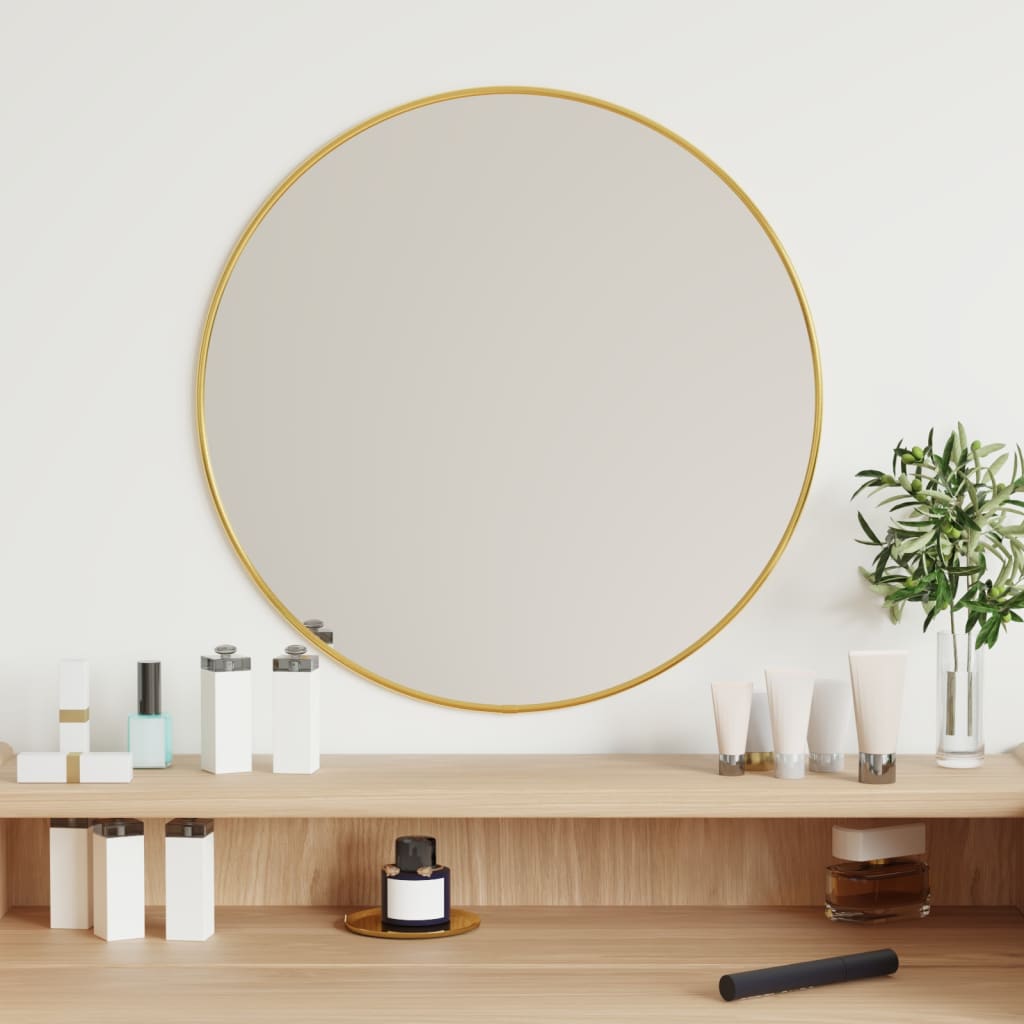 vidaXL Wall Mirror Gold Ø 50 cm Round