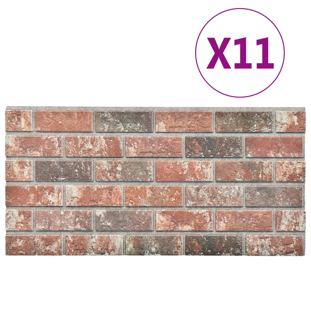 vidaXL 3D Wall Panels with Dark Brown & Grey Brick Design 11 pcs EPS