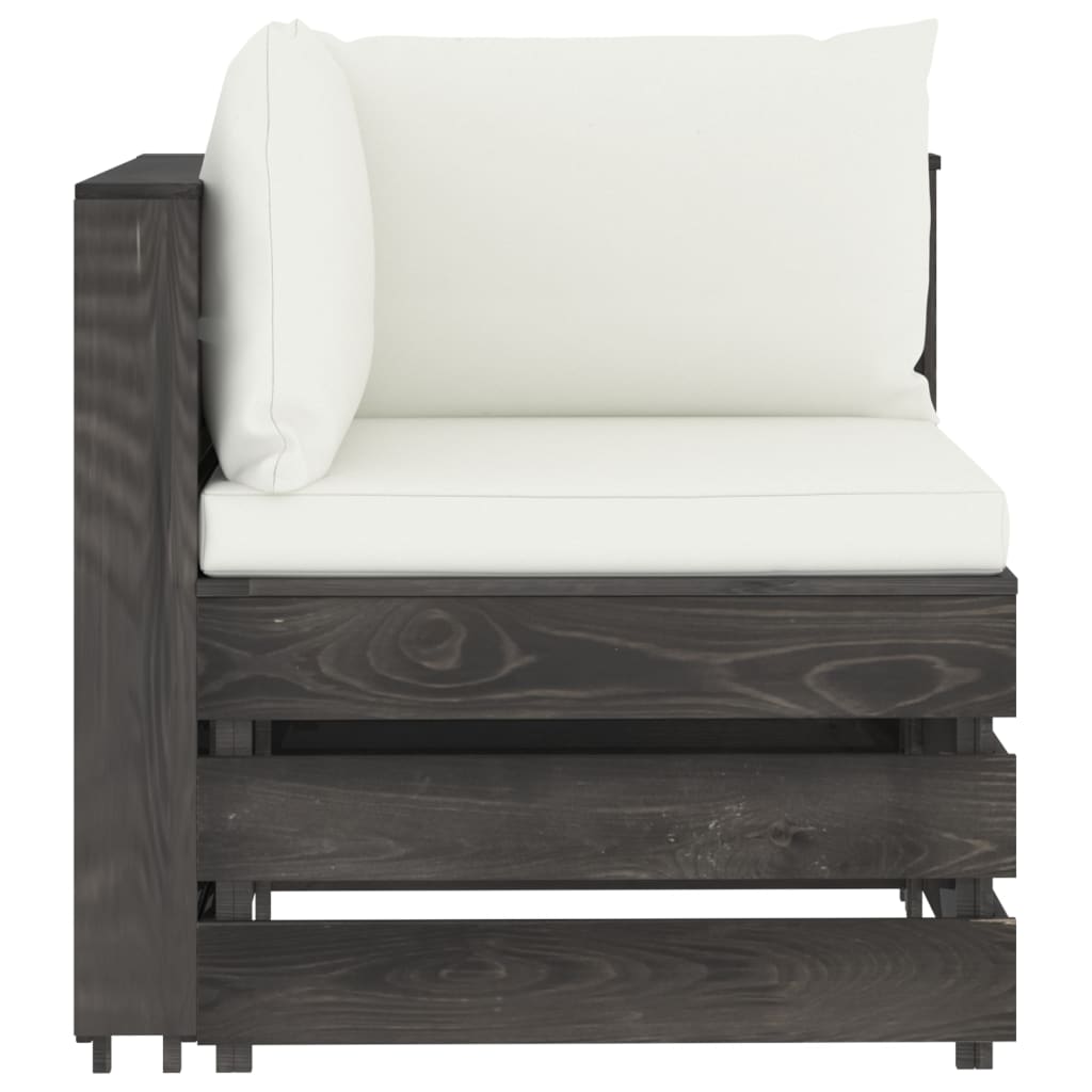 vidaXL 9 Piece Garden Lounge Set with Cushions Grey Impregnated Wood