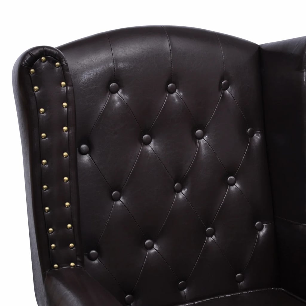 vidaXL Armchair with Footstool Dark Brown Faux Leather