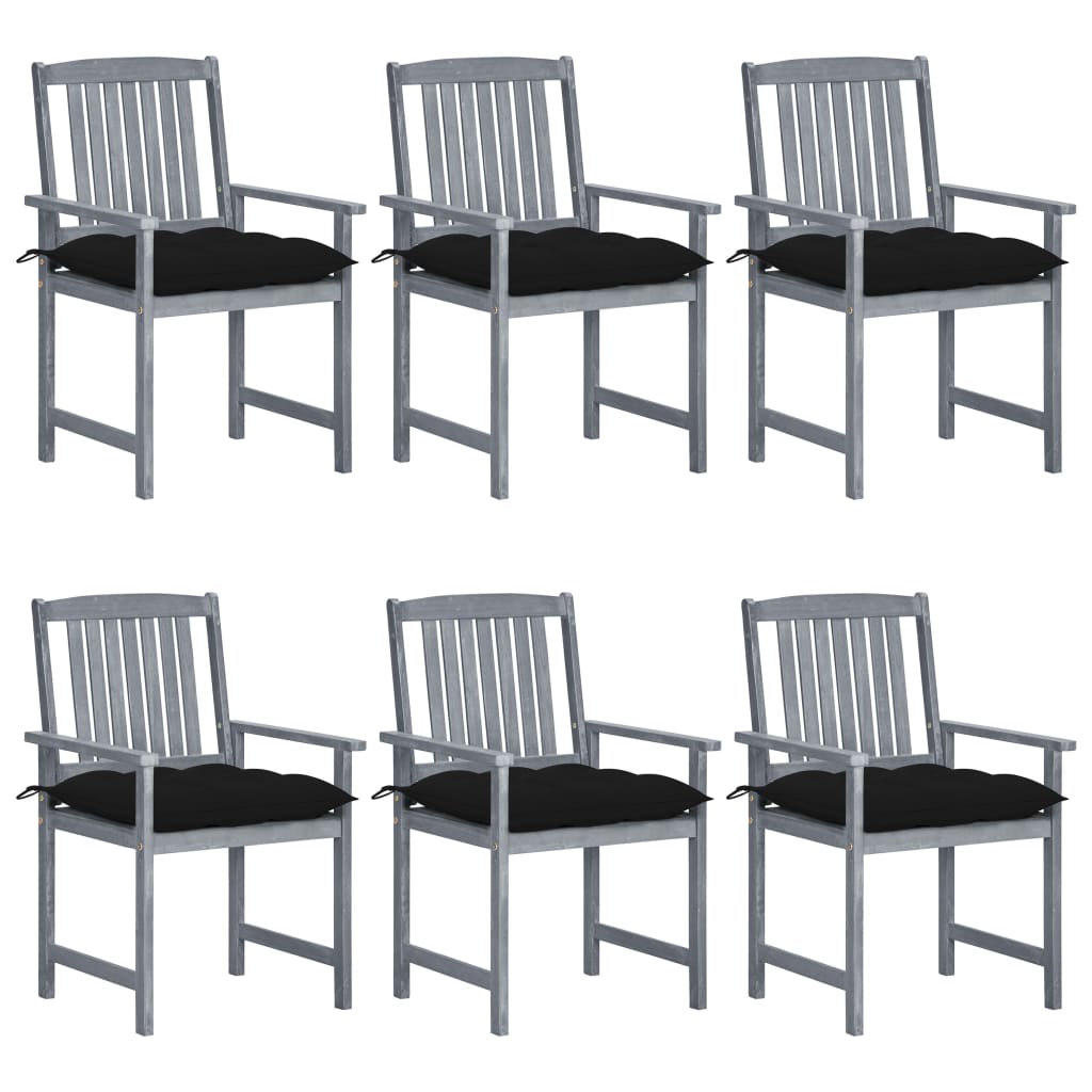 vidaXL Garden Chairs with Cushions 6 pcs Solid Acacia Wood Grey