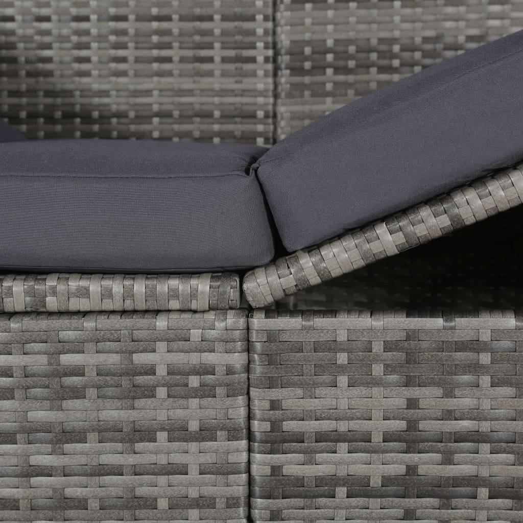 vidaXL Garden Bed with Canopy Grey 205x62 cm Poly Rattan