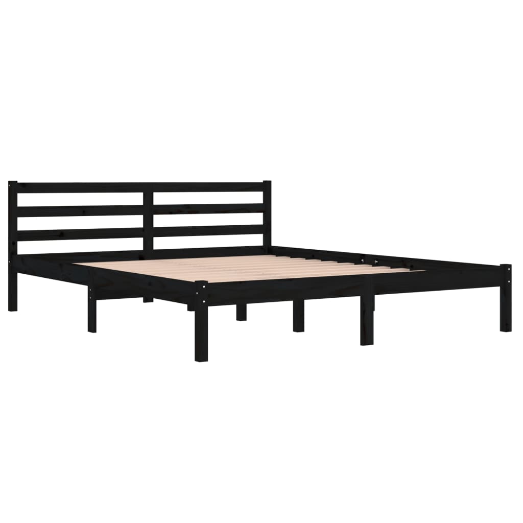vidaXL Day Bed Solid Wood Pine 160x200 cm King Size Black