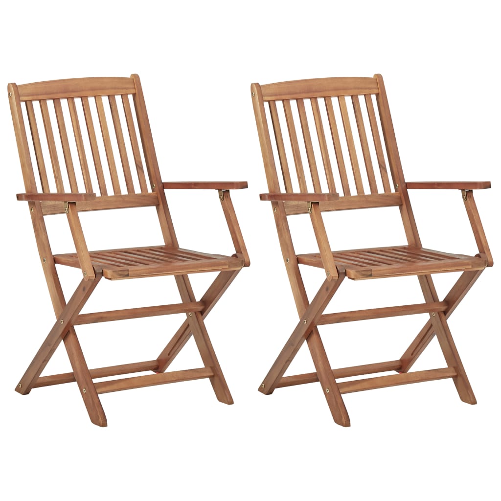 vidaXL Folding Garden Chairs 2 pcs with Cushions Solid Acacia Wood