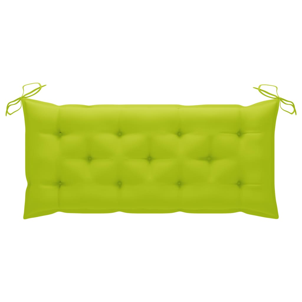 vidaXL Swing Bench with Bright Green Cushion 120 cm Solid Teak Wood