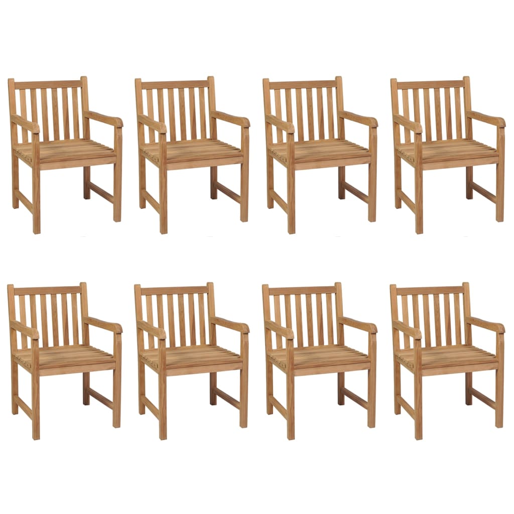vidaXL Garden Chairs 8 pcs with Anthracite Cushions Solid Teak Wood
