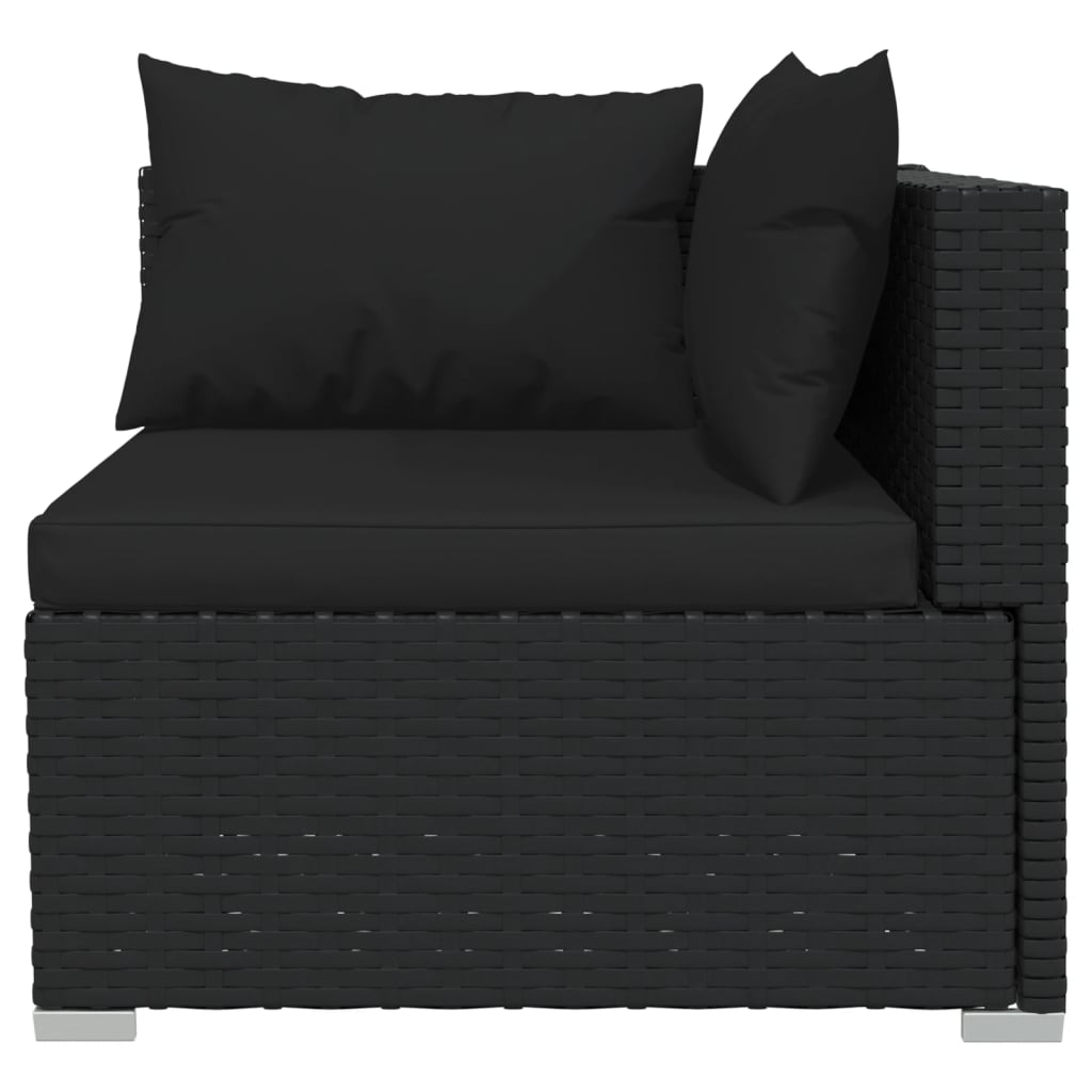 vidaXL 10 Piece Garden Lounge Set with Cushions Poly Rattan Black