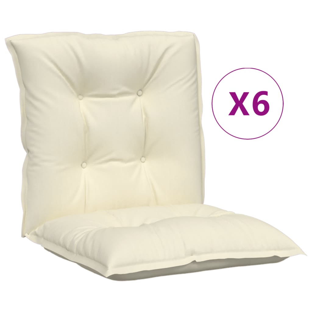vidaXL Garden Lowback Chair Cushions 6 pcs Cream 100x50x7 cm Fabric