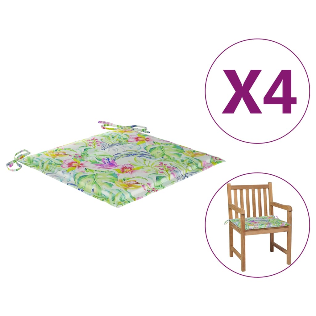 vidaXL Garden Chair Cushions 4 pcs Leaf Pattern 50x50x3 cm Oxford Fabric