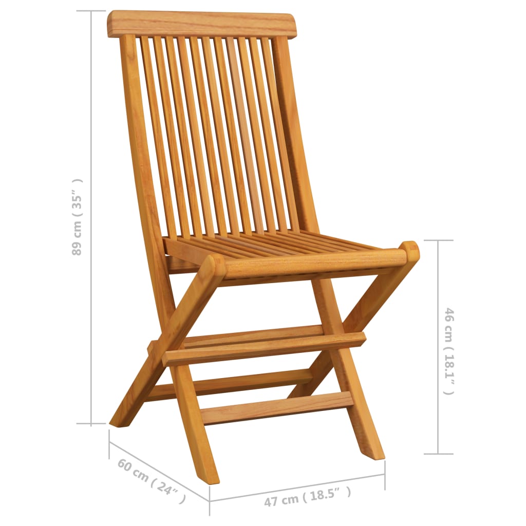 vidaXL Garden Chairs with Black Cushions 6 pcs Solid Teak Wood