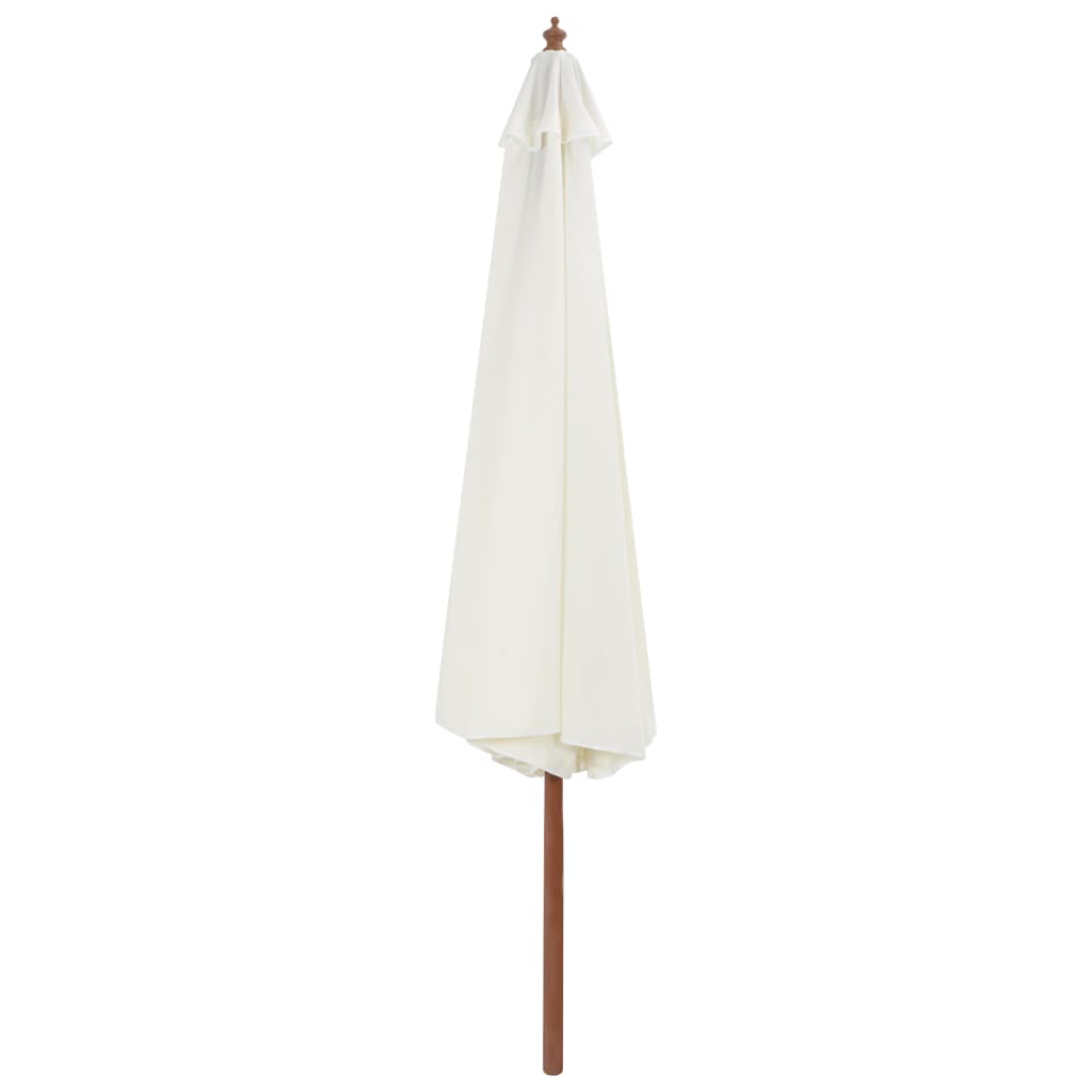 vidaXL Outdoor Parasol with Wooden Pole 350 cm Sand White