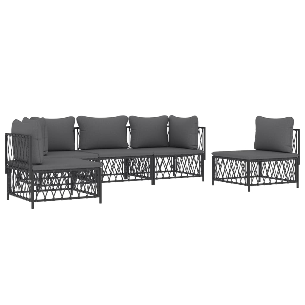 vidaXL 5 Piece Garden Lounge Set with Cushions Anthracite Steel