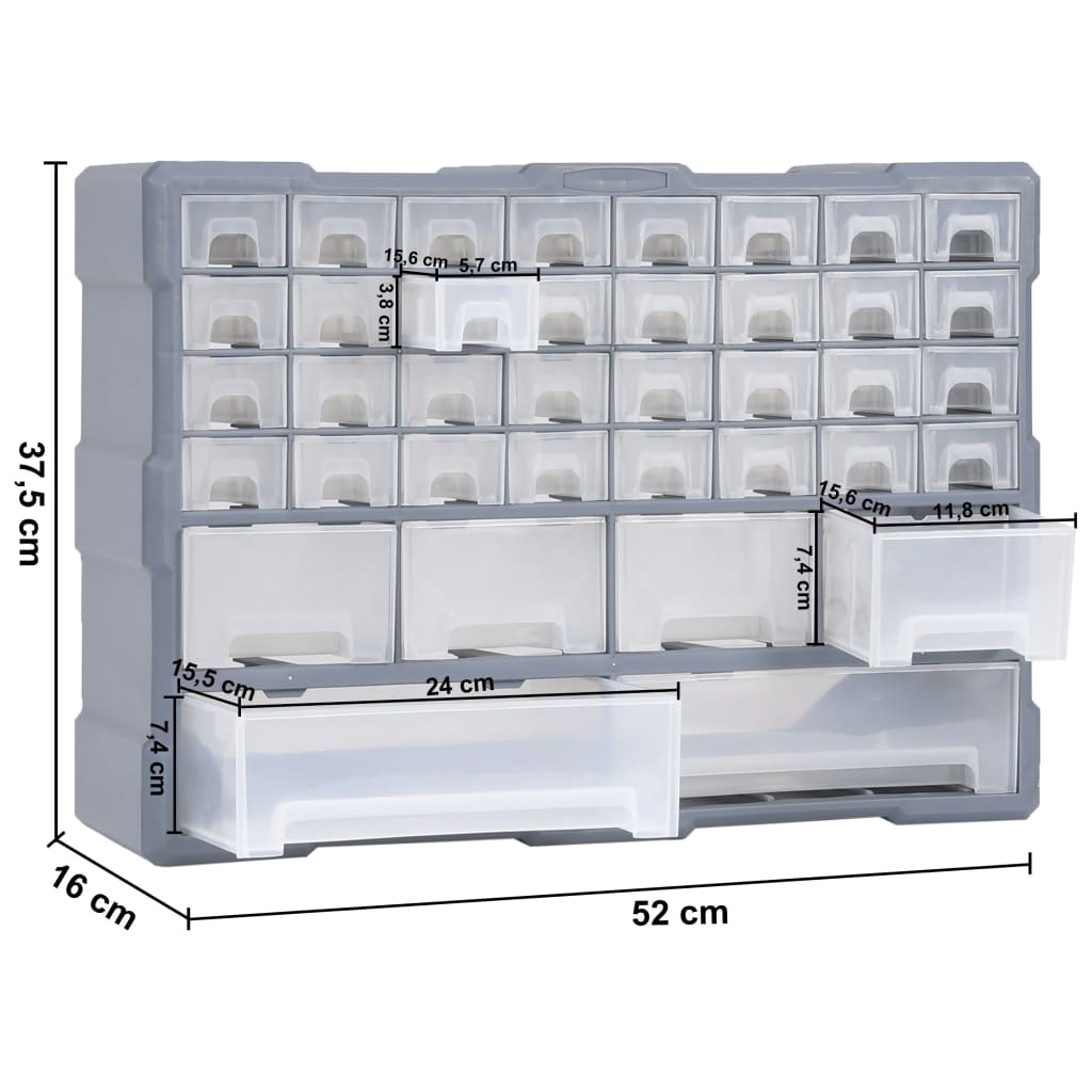 vidaXL Multi-drawer Organiser with 38 Drawers 52x16x37.5 cm