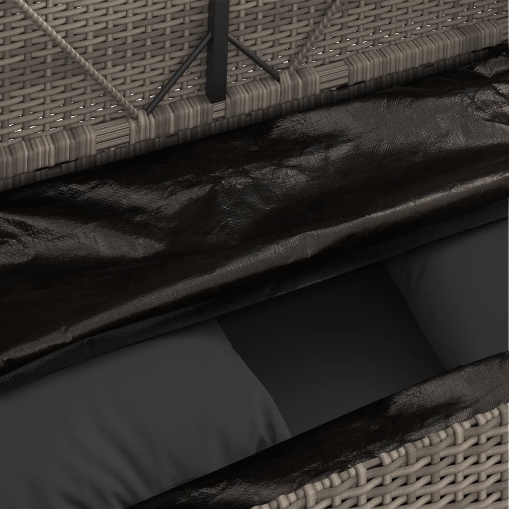 vidaXL Garden Bench with Cushions Grey Poly Rattan