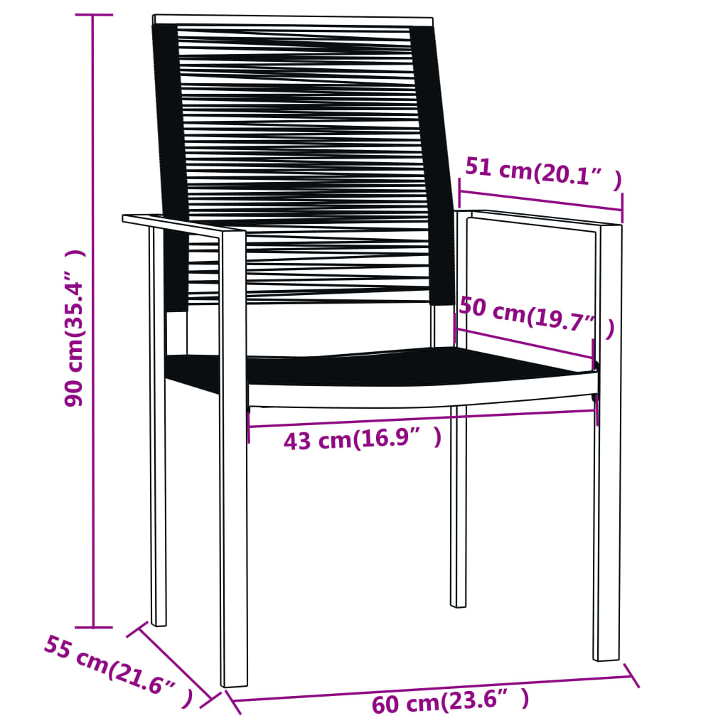 vidaXL 5 Piece Garden Dining Set Black