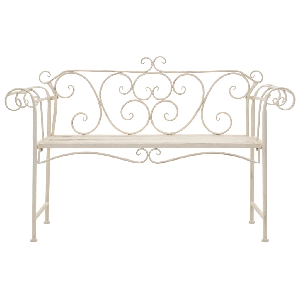 vidaXL Garden Bench 132 cm Metal Antique White