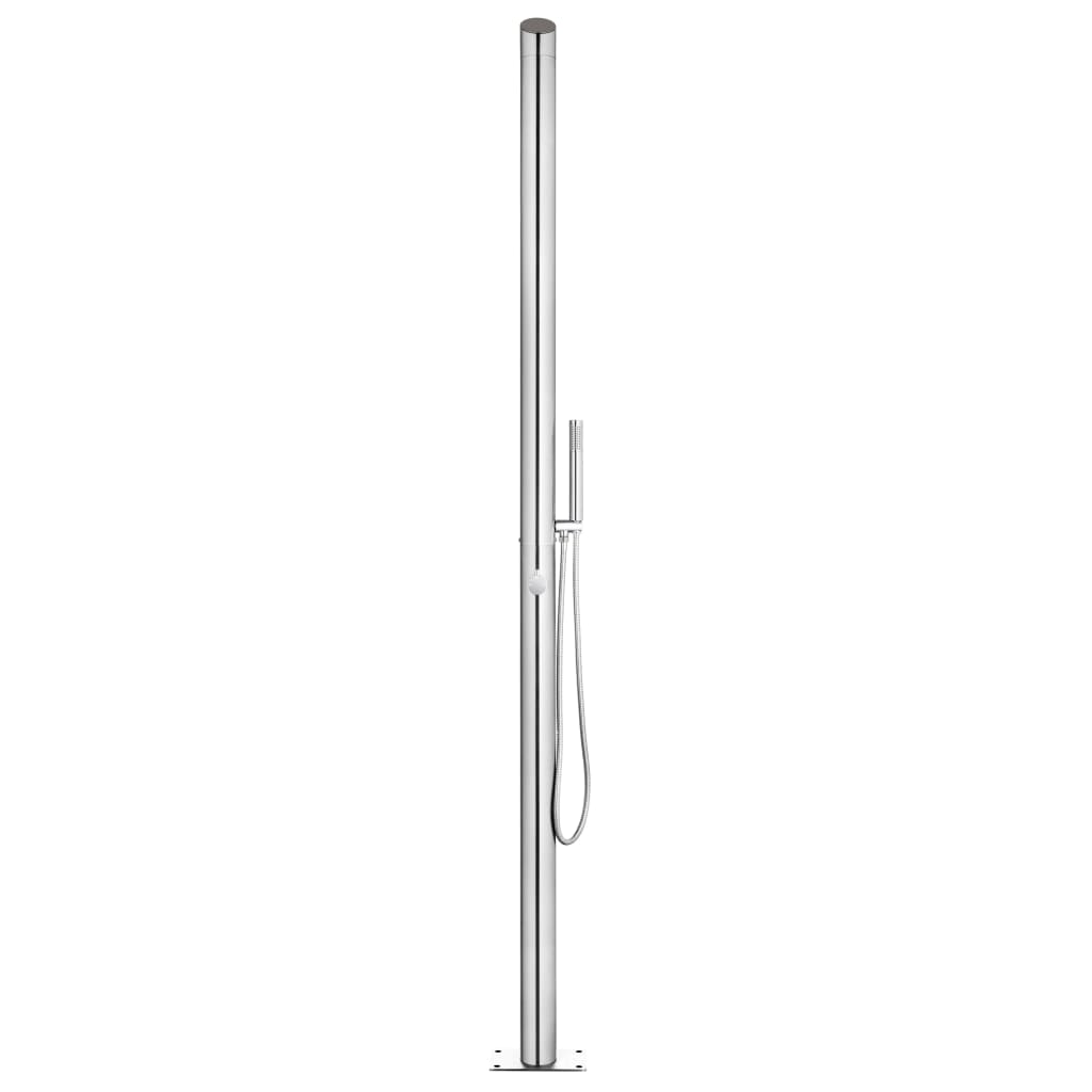 vidaXL Garden Shower with Grey Base 225 cm Stainless Steel