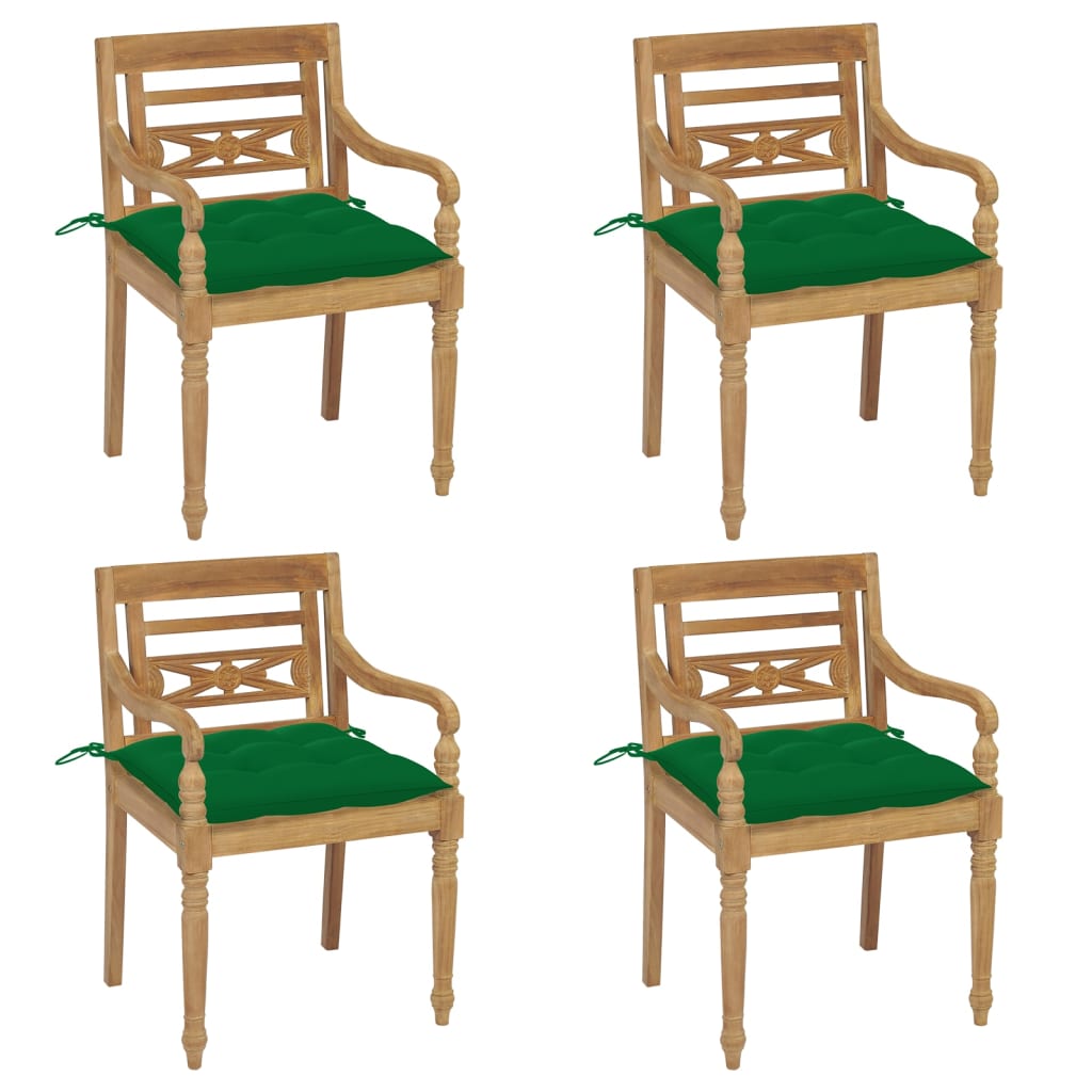 vidaXL Batavia Chairs with Cushions 4 pcs Solid Teak Wood