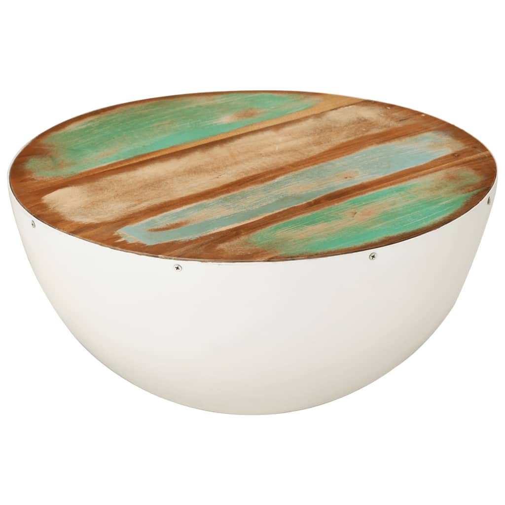 vidaXL Bowl-shaped Coffee Table White Ø50x24 cm Solid Wood Reclaimed