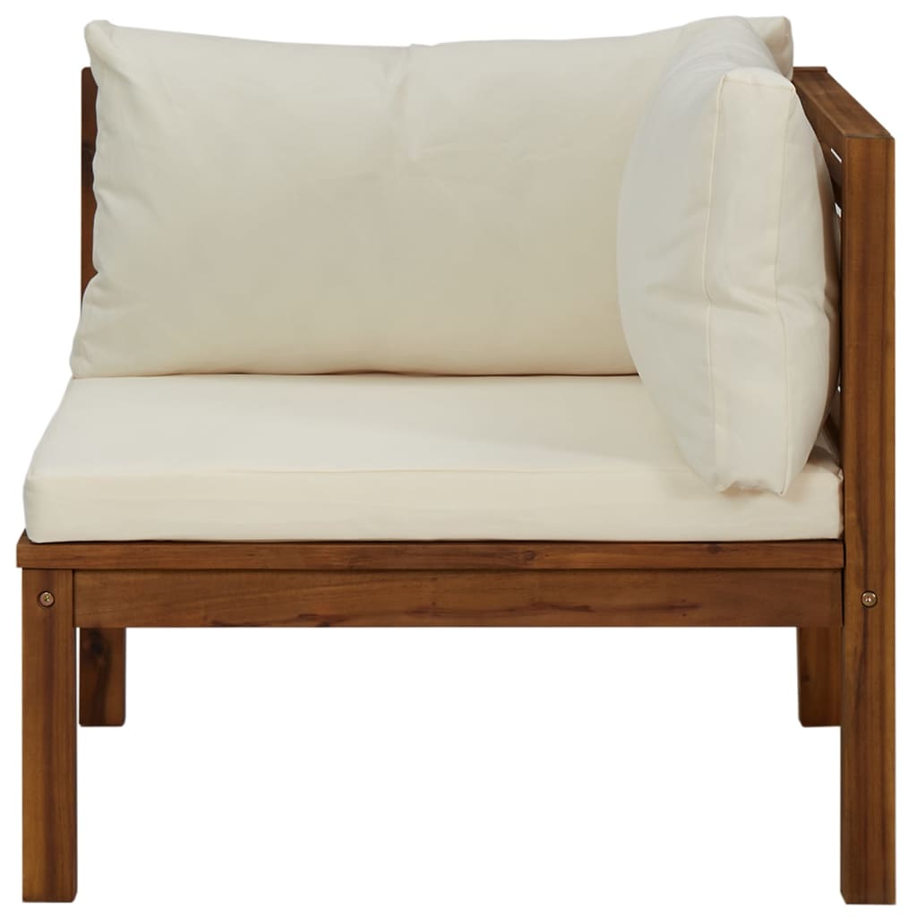 vidaXL Sectional Corner Sofa with Cream White Cushion Acacia Wood