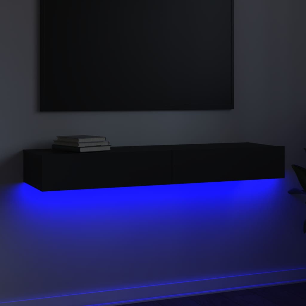 vidaXL TV Cabinet with LED Lights Black 120x35x15.5 cm