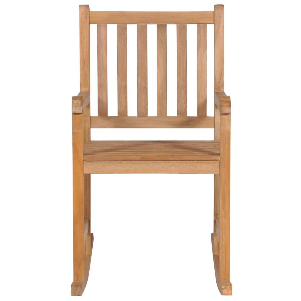 vidaXL Rocking Chair with Taupe Cushion Solid Teak Wood