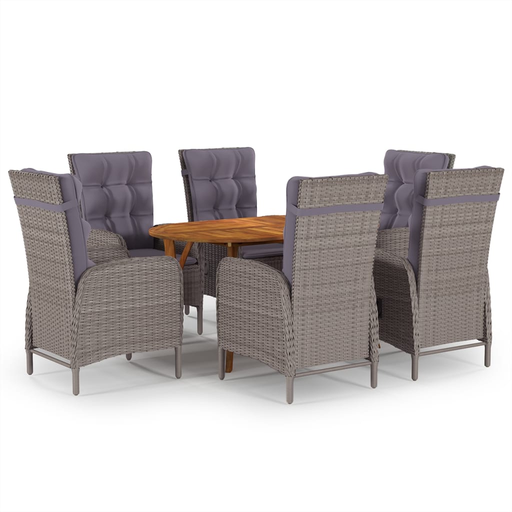 vidaXL 7 Piece Garden Dining Set Grey