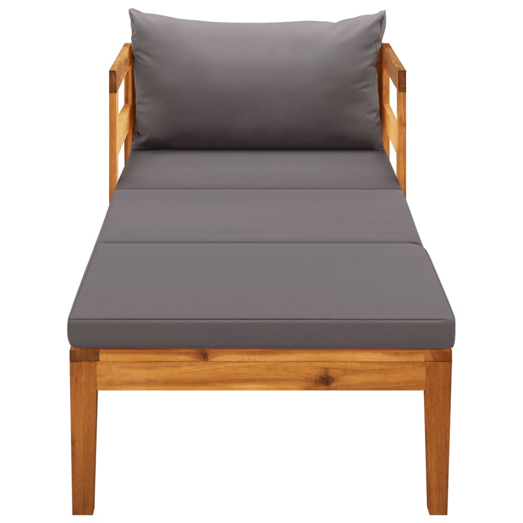 vidaXL Sun Lounger with Dark Grey Cushions Solid Acacia Wood