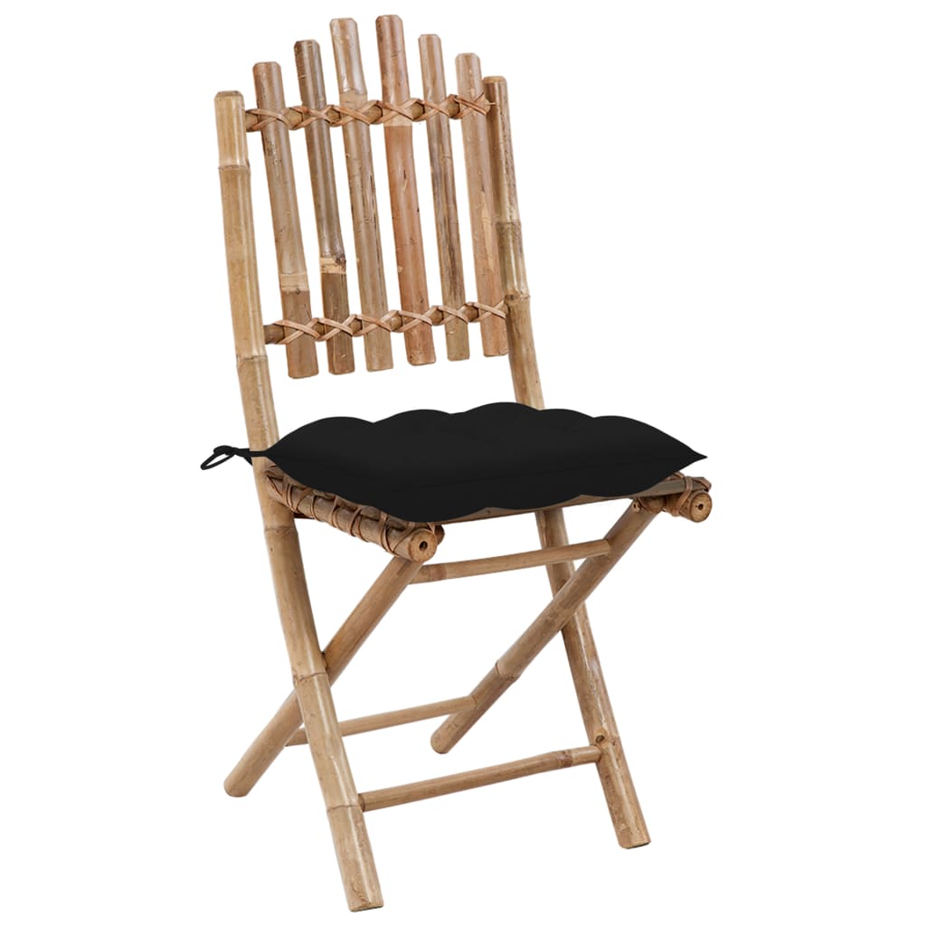 vidaXL Folding Garden Chairs 2 pcs with Cushions Bamboo