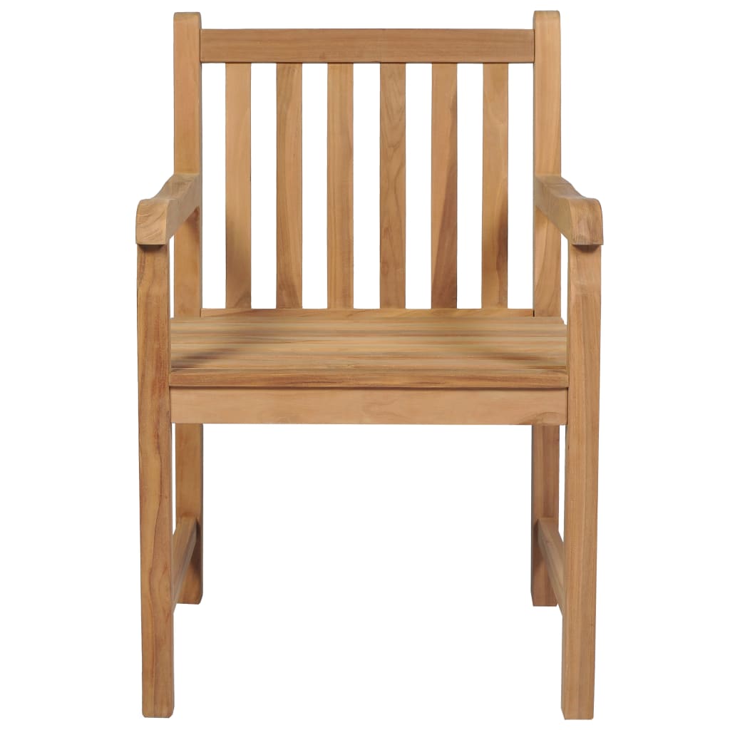 vidaXL Garden Chairs 8 pcs Grey Check Pattern Cushions Solid Teak Wood