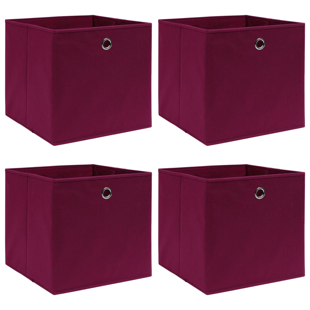 vidaXL Storage Boxes 4 pcs Dark Red 32x32x32 cm Fabric