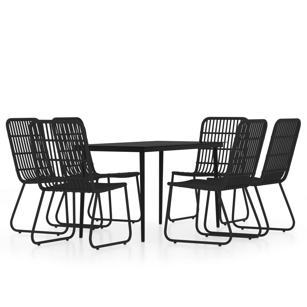 vidaXL 7 Piece Garden Dining Set Black