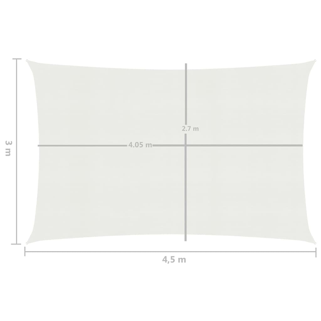 vidaXL Sunshade Sail 160 g/m² White 3x4.5 m HDPE
