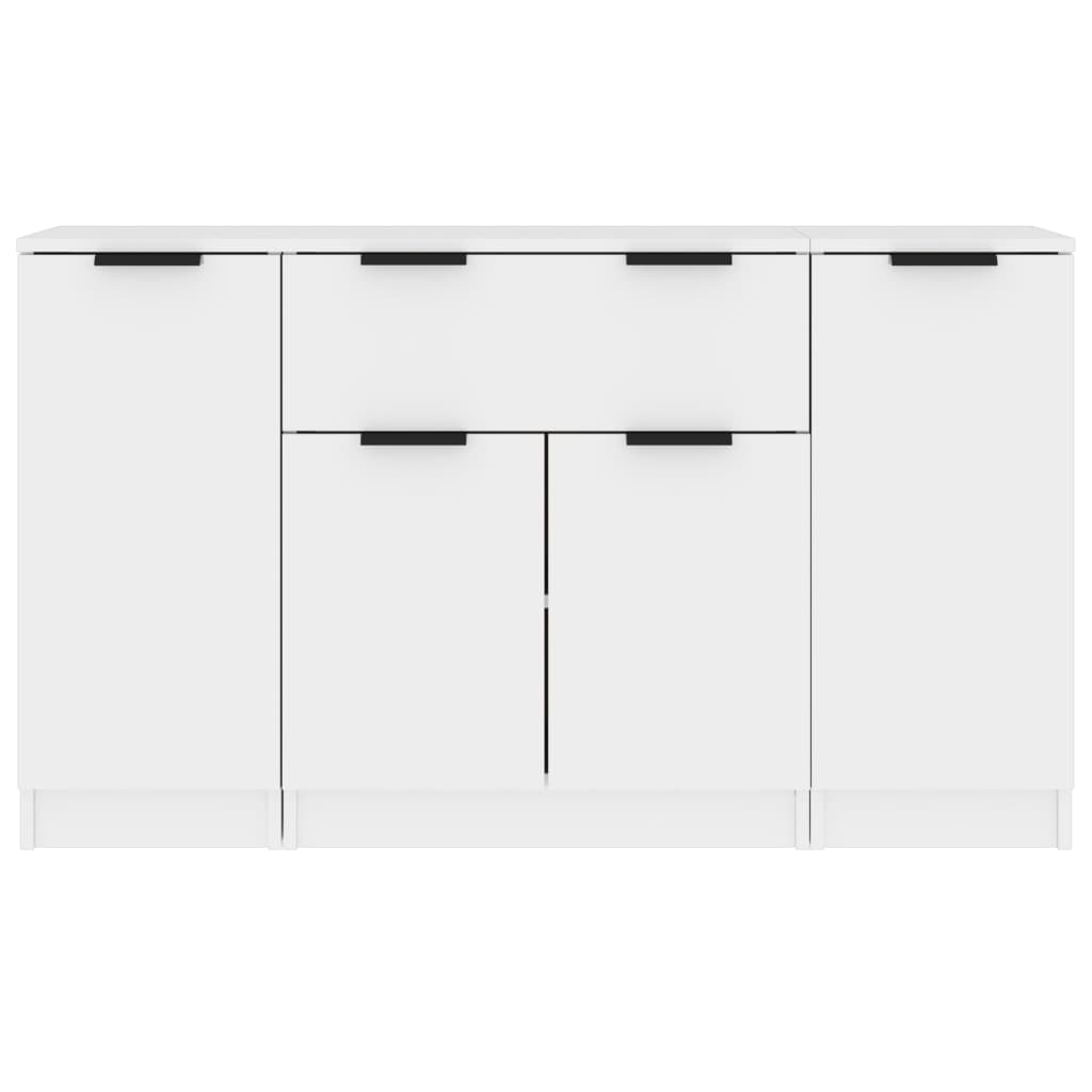 vidaXL Sideboards 3 pcs High Gloss White Engineered Wood