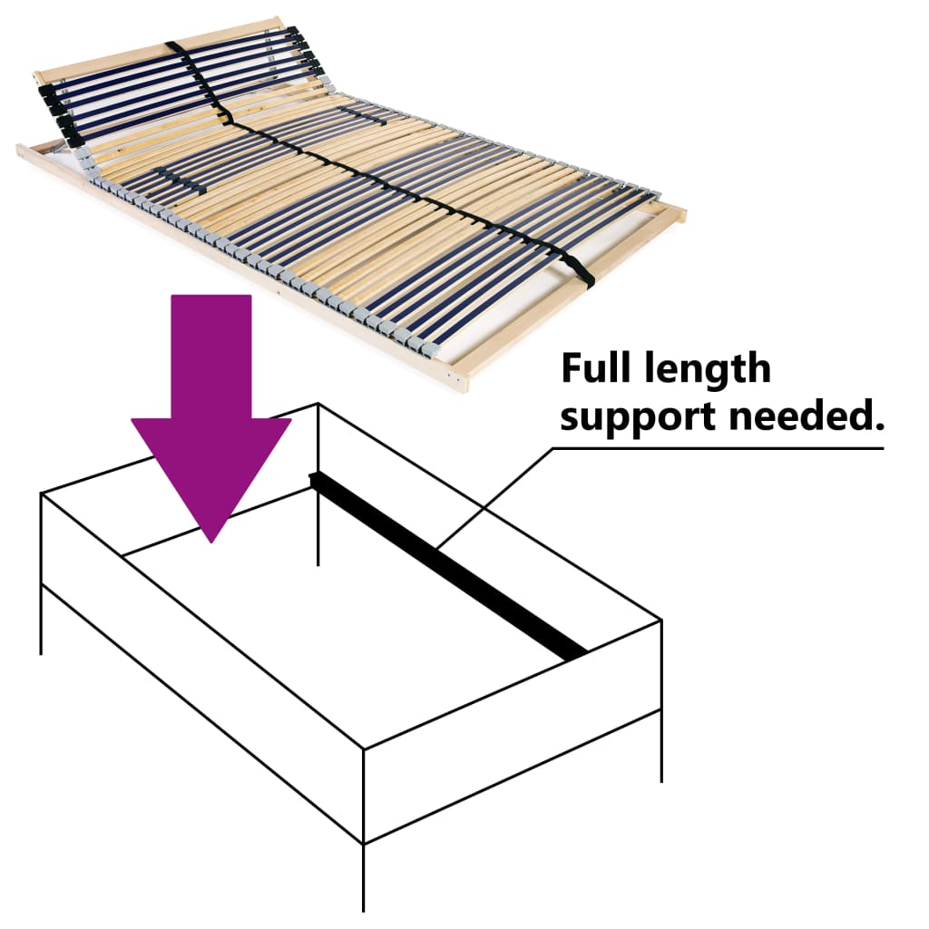 vidaXL Slatted Bed Base without Mattress with 42 Slats 7 Zones 140x200 cm