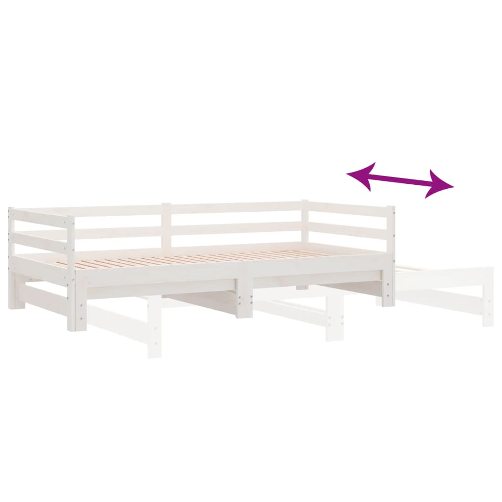 vidaXL Pull-out Day Bed without Mattress White 2x(90x200) cm