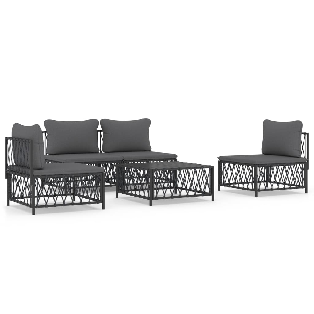 vidaXL 5 Piece Garden Lounge Set with Cushions Anthracite Steel