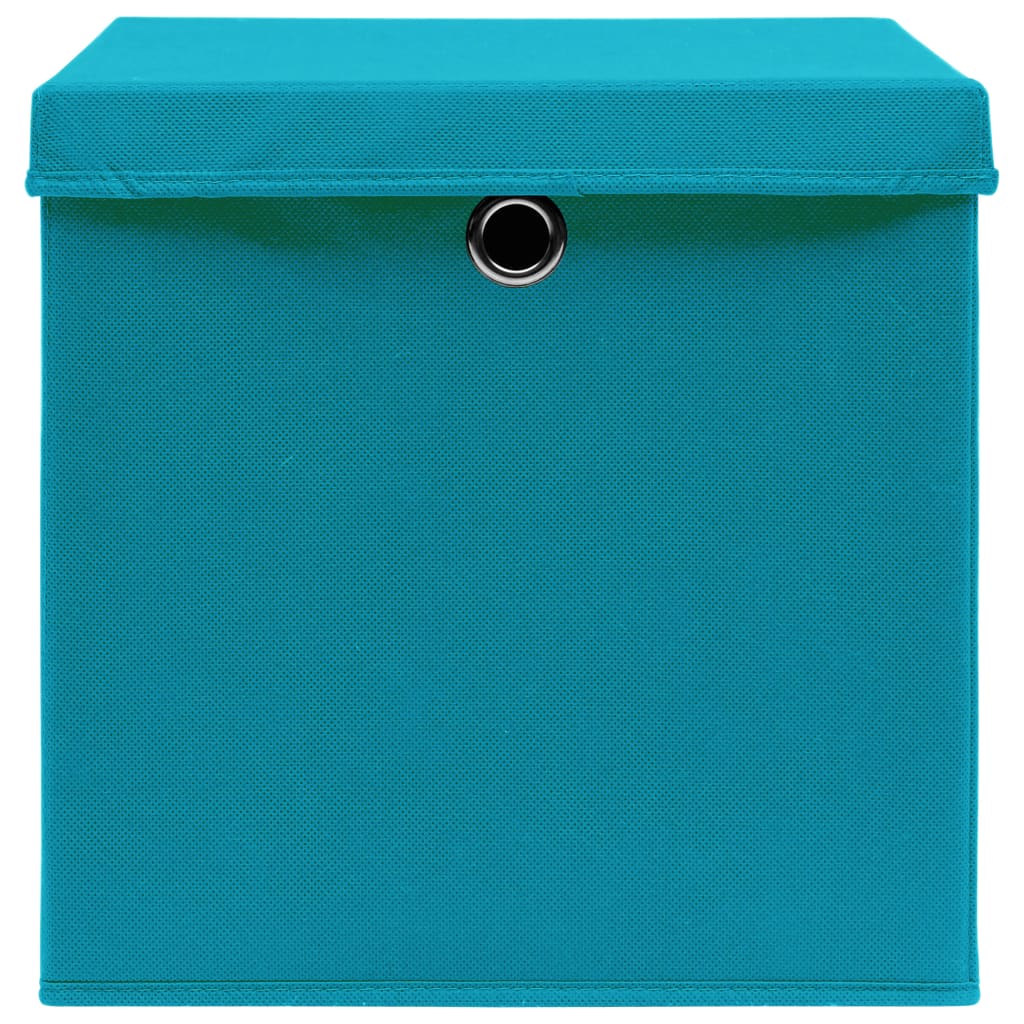 vidaXL Storage Boxes with Covers 10 pcs 28x28x28 cm Baby Blue