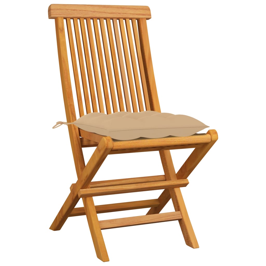 vidaXL Garden Chairs with Beige Cushions 8 pcs Solid Teak Wood