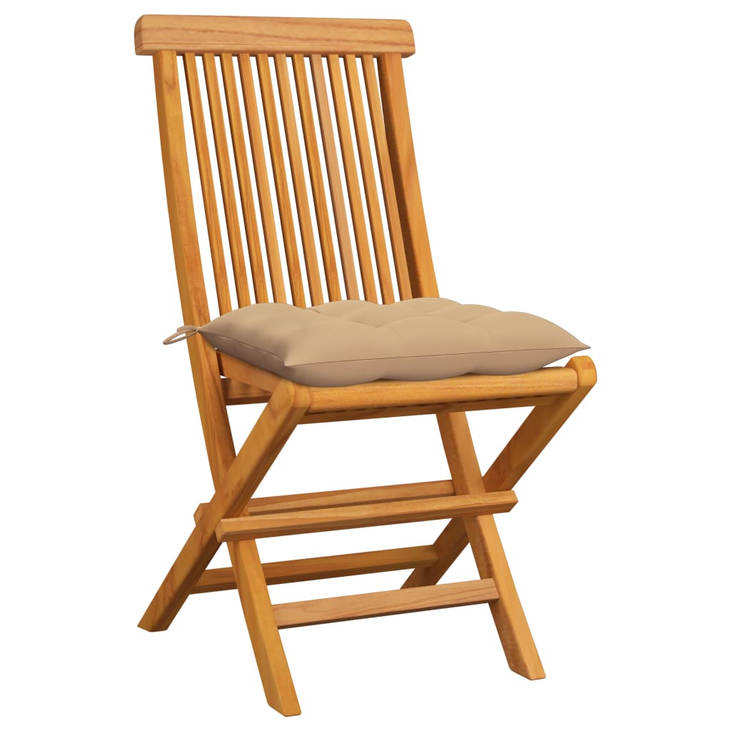 vidaXL Garden Chairs with Beige Cushions 6 pcs Solid Teak Wood