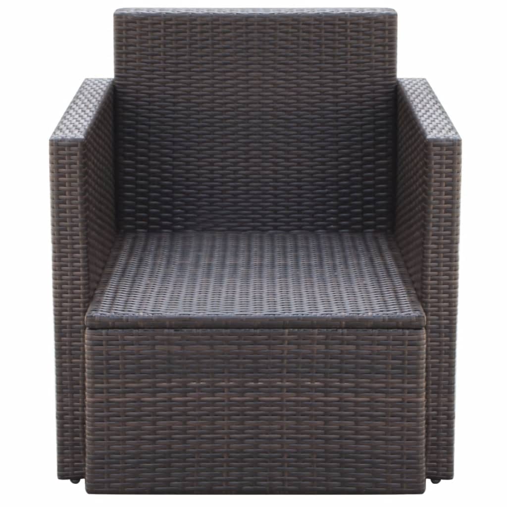 vidaXL Garden Chair with Cushions and Pillows Poly Rattan Brown