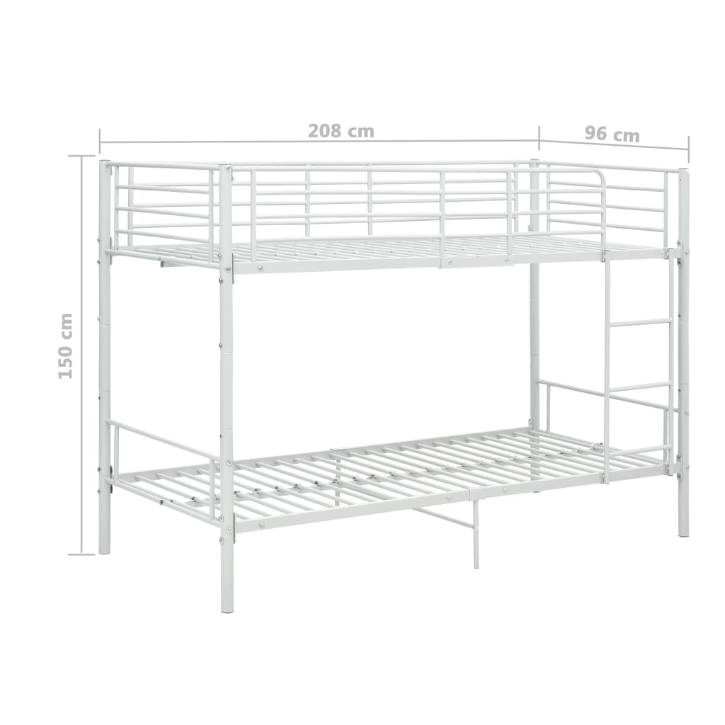 vidaXL Bunk Bed without Mattress White Metal 90x200 cm