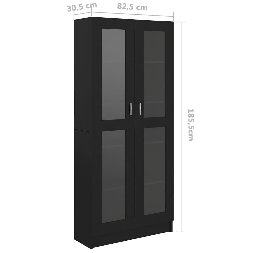 vidaXL Vitrine Cabinet Black 82.5x30.5x185.5 cm Engineered Wood