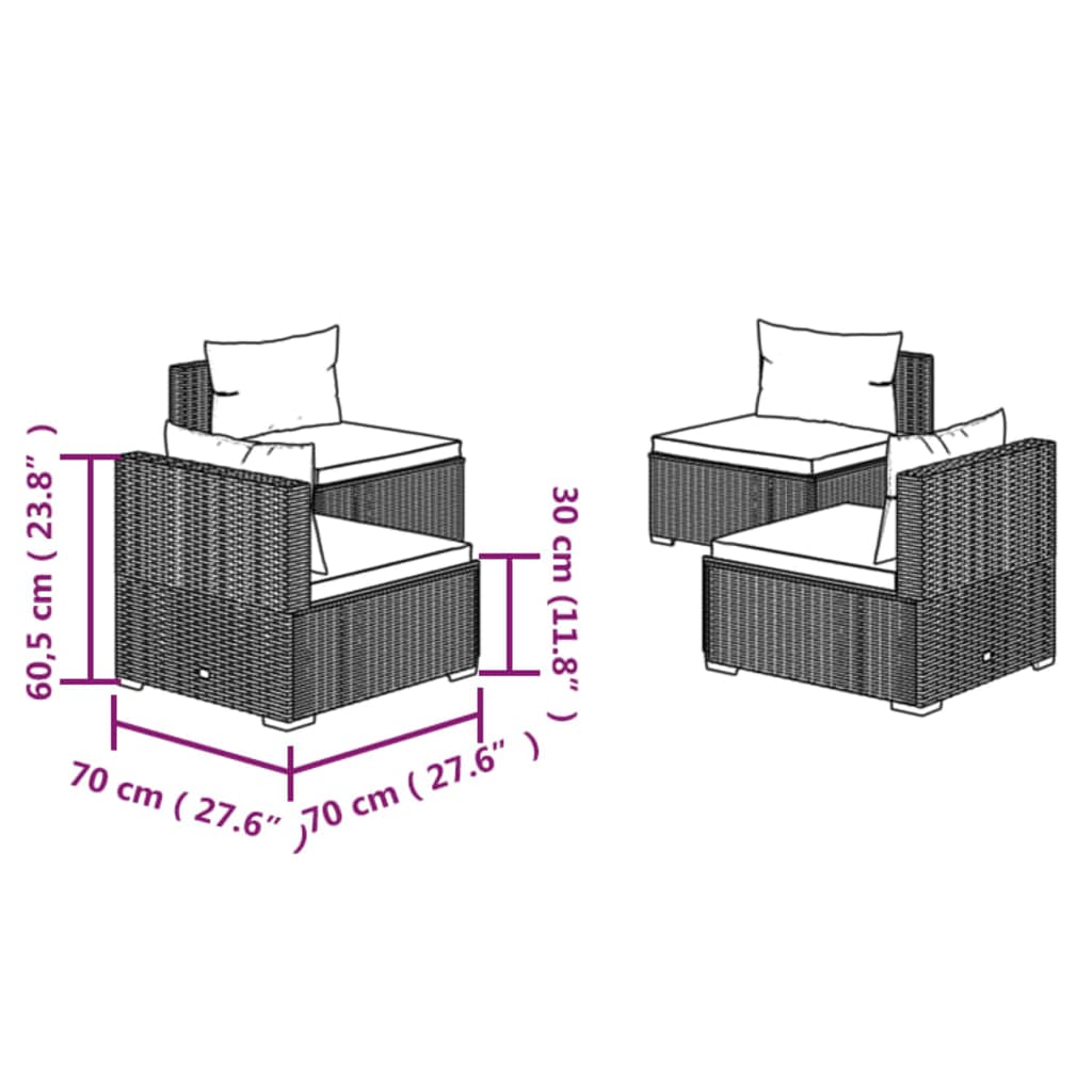 vidaXL 4 Piece Garden Lounge Set with Cushions Poly Rattan Grey