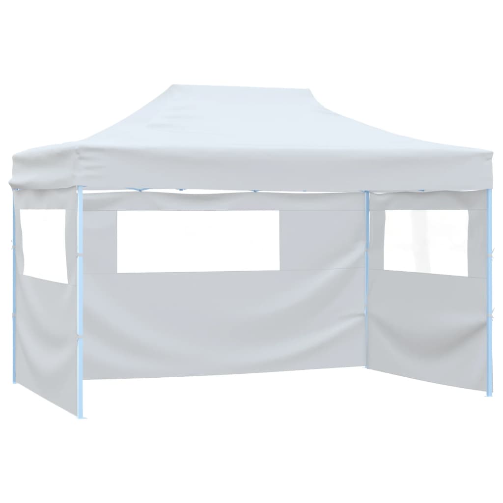 vidaXL Foldable Patry Tent with 3 Sidewalls 3x4.5 m White