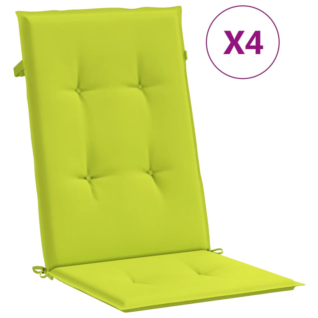 vidaXL Garden Highback Chair Cushions 4 pcs Bright Green 120x50x3 cm Fabric
